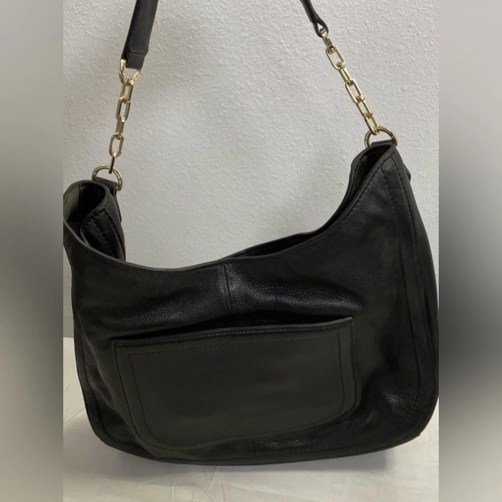 Vintage Tory Burch Black Leather Shoulder Bag with Gold Chain - Picture 3 of 5
